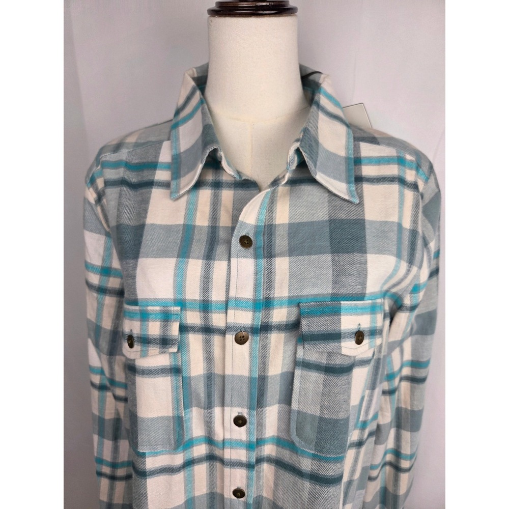 Spell Maverick Flannel XL Sage Plaid Organic Cotton Hemp Button Up Shirt NWT - Picture 5 of 14